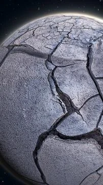 Cracked icy planet surface in space, dramatic fractured texture with stars .. Stock Illustration