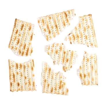 Cracked machine made matza flatbread Stock Photos