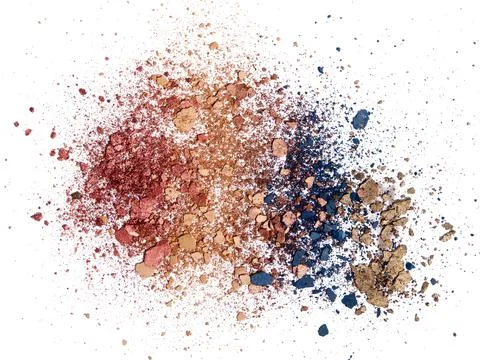 Cracked make-up sample. Isolated on white background. Stock-Fotos