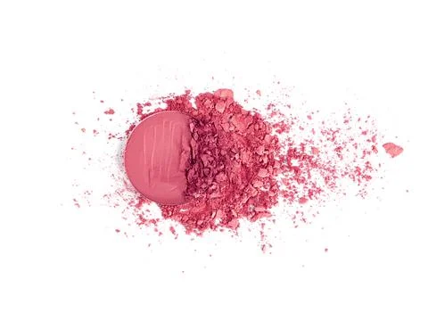 Cracked make-up sample. Isolated on white background. Stock-Fotos