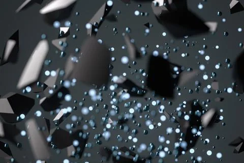 Cracked metal rocks exploding, 3d rendering. イラスト素材