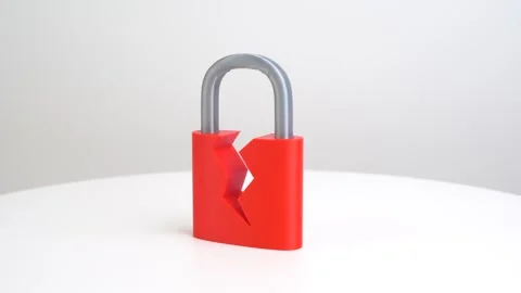 Cracked padlock, hacked security system, data breach and cyber attack risk Stock Footage 330940434