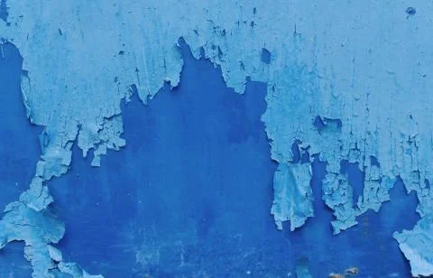Cracked paint pattern on on wall texture, blue scratch background Stock Photos