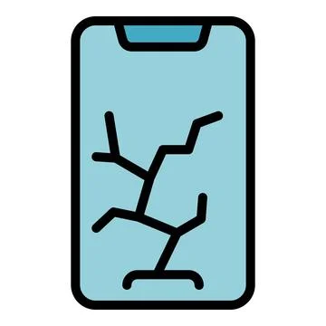 Cracked phone display icon vector flat Stock Illustration