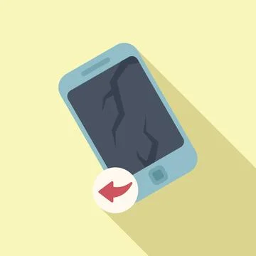 Cracked phone return icon flat vector. Parcel service Stock Illustration