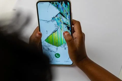 Cracked Phone Screen Stock Photos