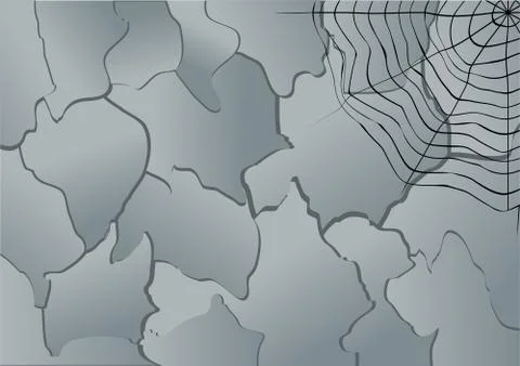 Cracked plaster with a web Stock Illustration
