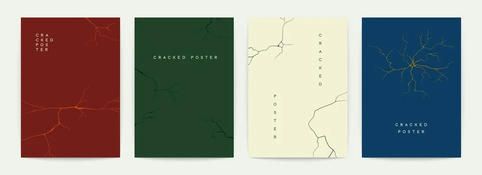 Cracked posters. Set of background illustrations. Vector art Stock Illustration