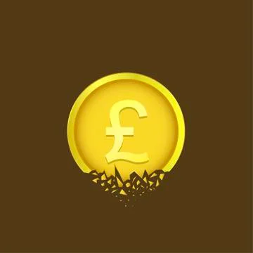 Cracked Pound coin Stock Illustration