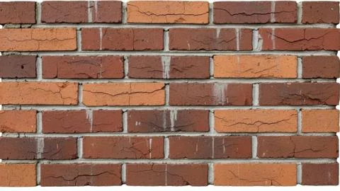 Cracked red brick wall with gray mortar Stock Photos