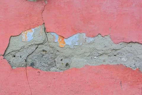 Cracked red cement plaster texture Stock Photos