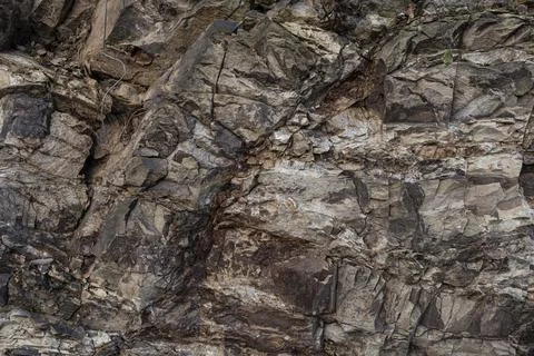Cracked rocks, shale stone rock texture closeup Foto stock