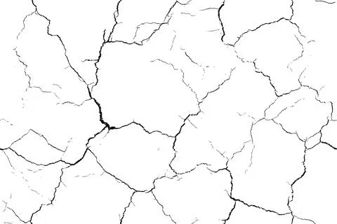 Cracked seamless pattern texture. Black repeated cracks on white background.  イラスト素材