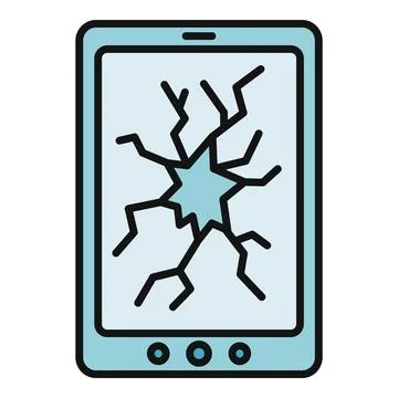 Cracked smartphone screen showing device damage icon Stock Illustration