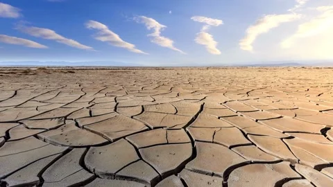 Cracked soil and dry river water sources lake drying cracked earth ecosystems 스톡 동영상 334030099