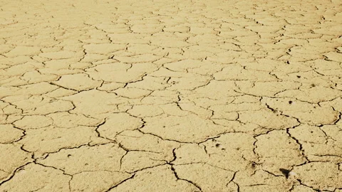 Cracked soil in a desert drying out, Slow motion on camera dolly Stock Footage 155248985