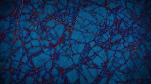 A cracked stone texture in deep blue with contrasting orange lines, offerin.. Stock Illustration