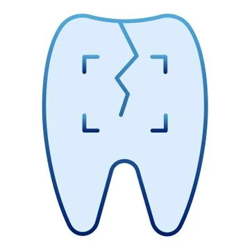 Cracked tooth flat icon. Dentistry blue icons in trendy flat style. Problem Stockillustratie