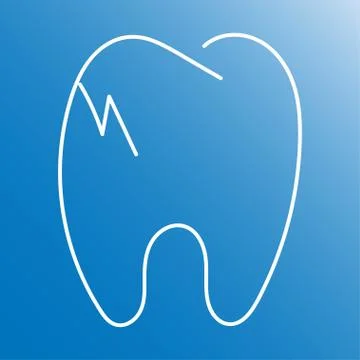 Cracked tooth flat line icon, Dental and medicine, vector graphics, a solid Stock Illustration