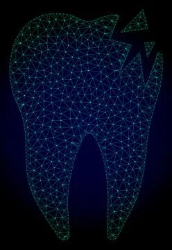 Cracked Tooth Polygonal Frame Vector Mesh Illustration 스톡 일러스트