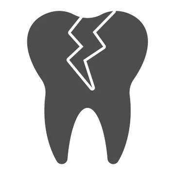Cracked tooth solid icon. Caries infection impacted, dental problem symbol Stockillustratie