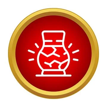 Cracked vase icon concept representing fragility and damage Stock Illustration