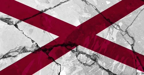 A cracked wall with The Alabama state flag of the United States of America Stock Footage 337426865