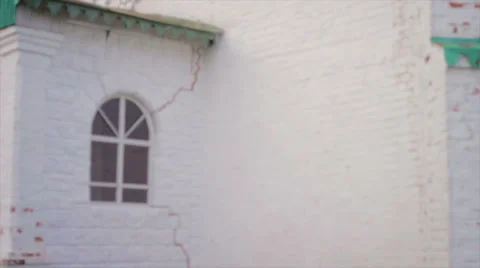 Cracked Wall of Ancient Monastery Slow Motion Video stock 64255652
