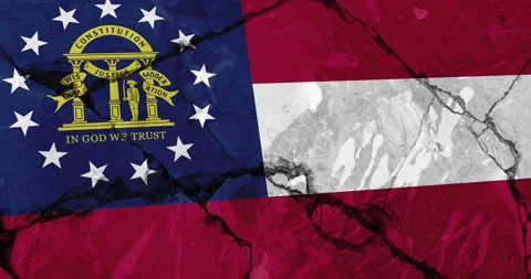 A cracked wall with The georgia state flag of the United States of America Video stock 337428737