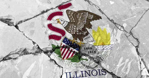 A cracked wall with The illinois state flag of the United States of America Video stock 337429009