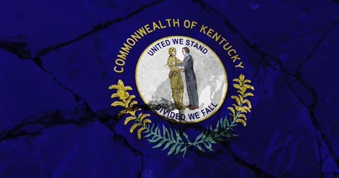 A cracked wall with The kentucky state flag of the United States of America Video stock 337429338
