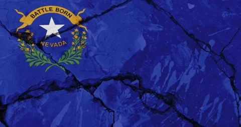 A cracked wall with The nevada state flag of the United States of America Video stock 337429909