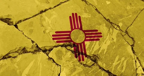 A cracked wall with The new mexico state flag of the United States of America Video stock 337429989
