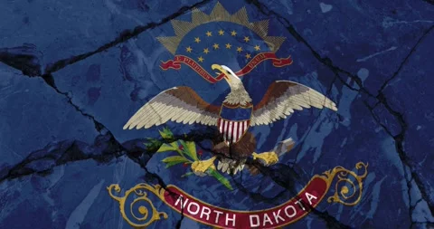 Cracked wall with The north dakota state flag of the United States of America Stock Footage 337429883