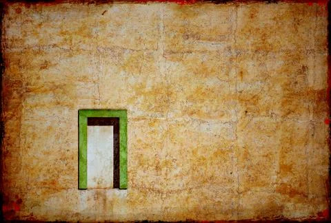 Cracked wall with small window Stock Illustration