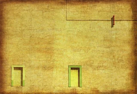 Cracked wall with small windows Stock Illustration