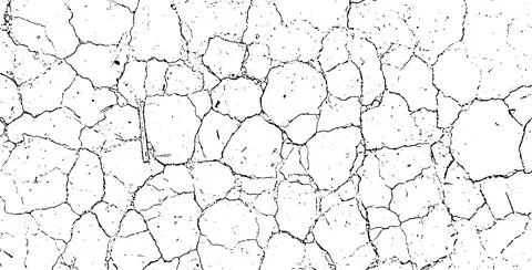 Cracked wall texture with cracks and cracks, a black and white grunge Stock Illustration
