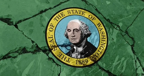 A cracked wall with The washington state flag of the United States of America Video stock 337432766
