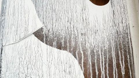Cracked white glass of windows. Stock Footage 129808301
