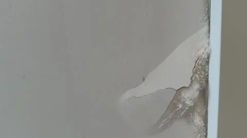 Cracked white wall with visible damage, suitable as textured background Stock Footage 329468535