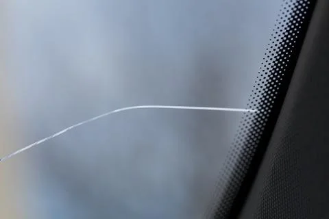 Cracked windshield in the car Foto stock