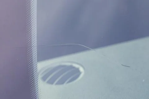 Cracked windshield in the car 스톡 사진