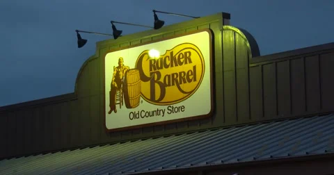 Cracker Barrel - Static of Sign - 4k Stock Footage 64861693