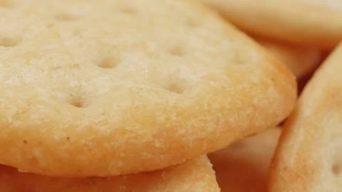 Cracker biscuit close up rotating camera motion stock footage Stock Footage 337154845