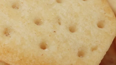 Cracker biscuit close up rotating camera motion stock footage Stock Footage 337154859