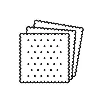 Cracker biscuit icon in flat outline stroke style. Sweet food vector illust.. Stock Illustration