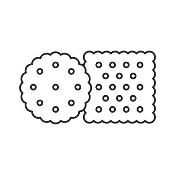 Cracker biscuit icon in flat outline stroke style. Sweet food vector illust.. Stock Illustration