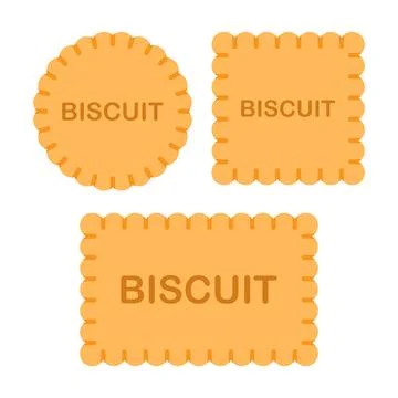 Cracker biscuit icon set collection in flat style. Sweet food vector illust.. Stock Illustration