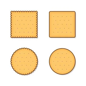 Cracker Biscuits Vector Icon Illustration. Biscuit Cookie Snacks Flat Icon Stock Illustration