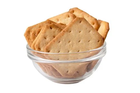 Cracker bread snack food isolated on white background with clipping path. Stock Photos